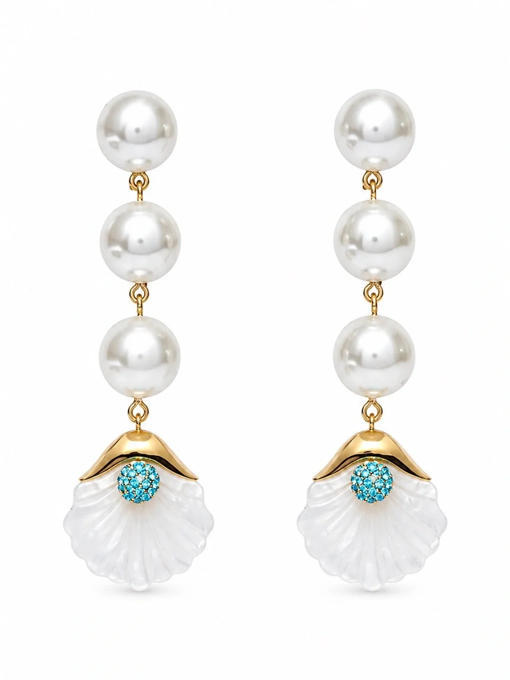 Lele Sadoughi Shellina Pearl Linear Earring. - Picture 1 of 7